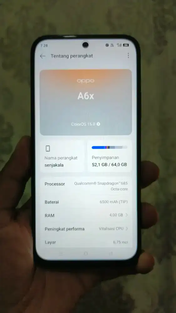 Oppo a6x ram 4+4/64