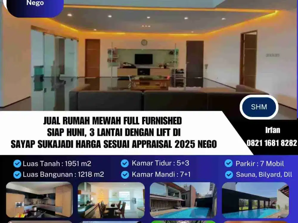 Jual Rumah Mewah Full Furnished 3 Lantai Lengkap Dengan Lift Di
Sayap Sukajadi Harga Sesuai Appraisal 2025