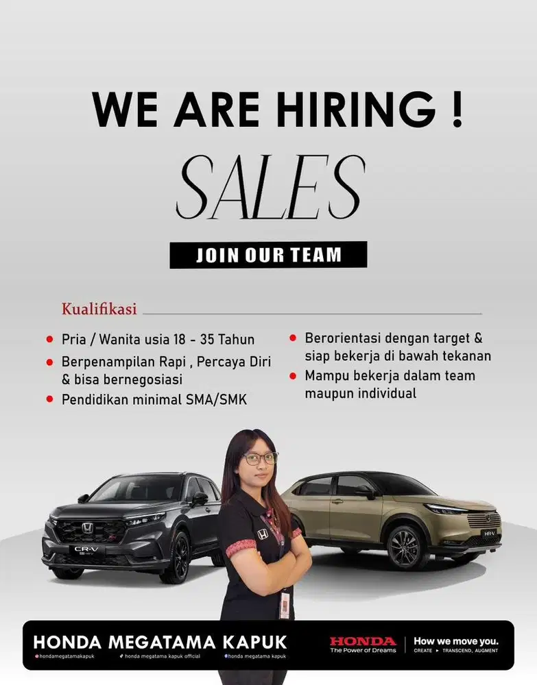 Lowongan Sales Mobil Honda Megatama Kapuk