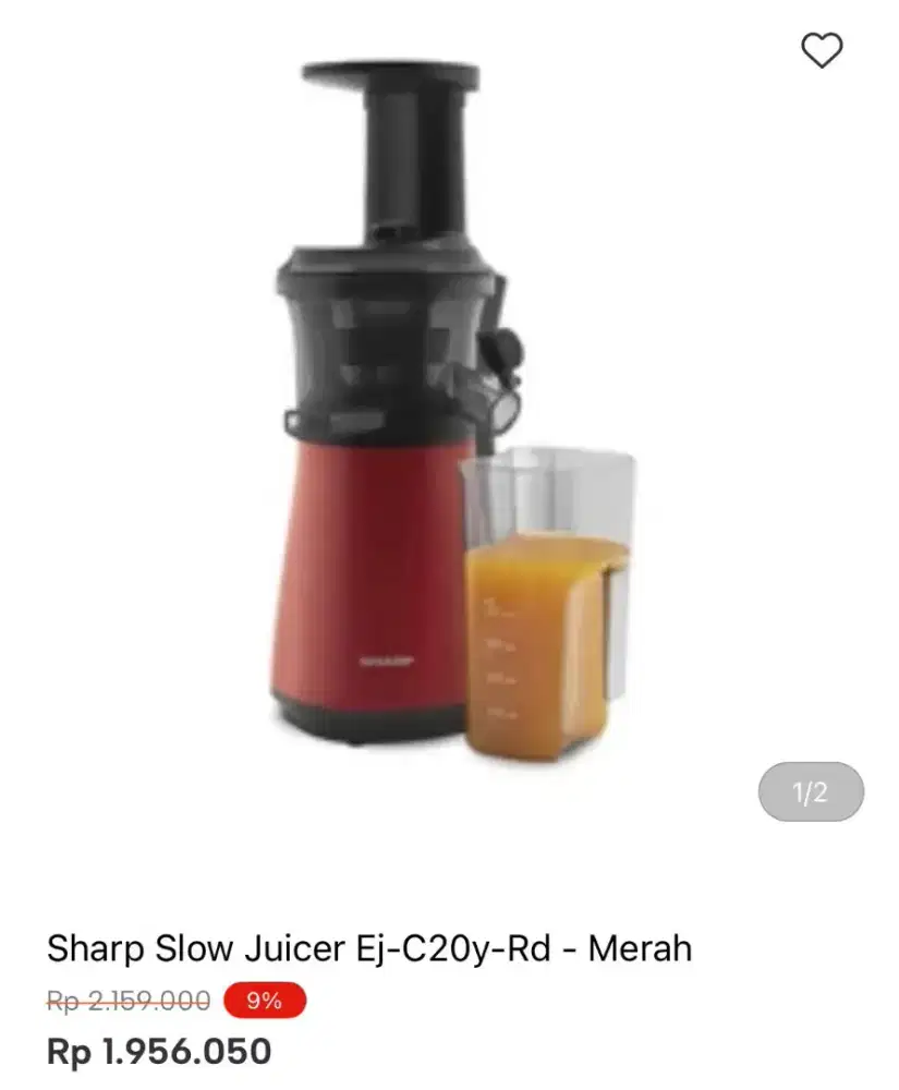 SHARP SLOW JUICER EJ-C20Y-RD