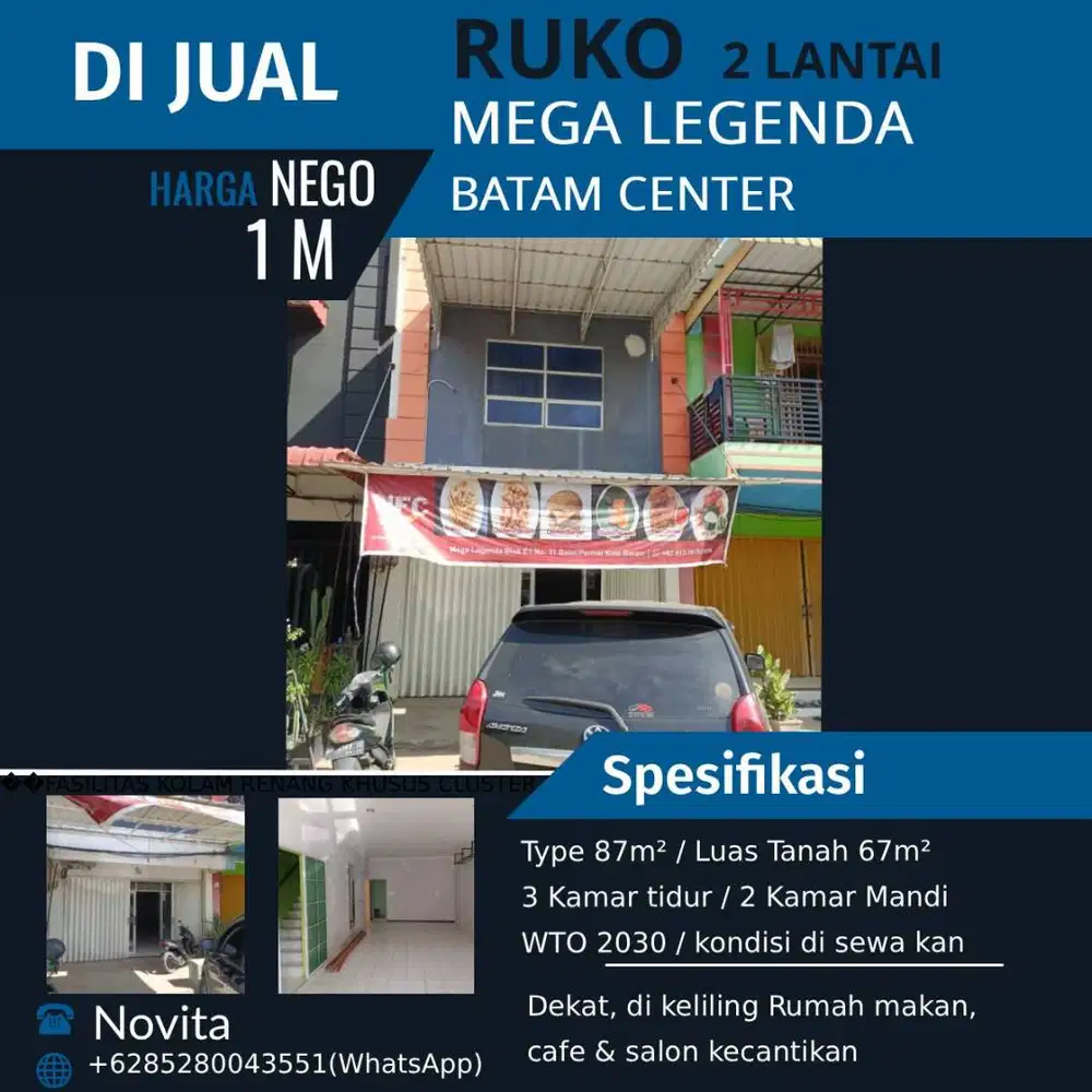 1 Unit Ruko 2 Lantai Mega Legenda  Batam Center