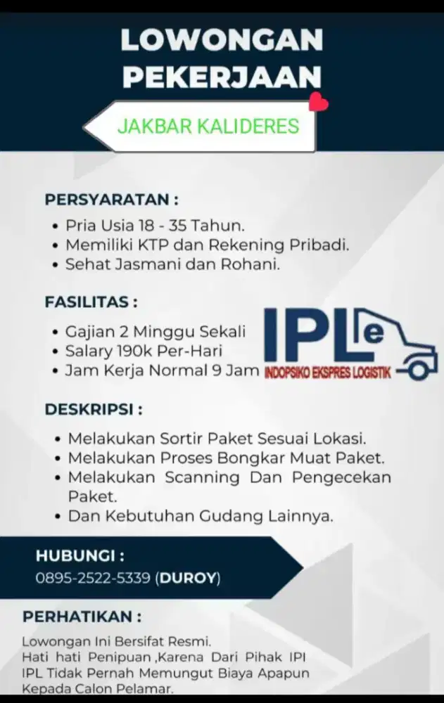 Lowongan pekerjaan spx kalideres