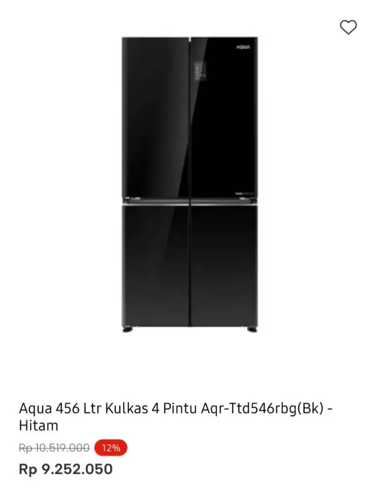 KULKAS AQUA MULTIDOOR TAMPERED GLASS 456 liter