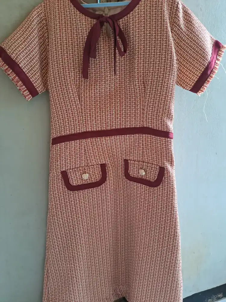 Red Dress Tweed Anak Perempuan