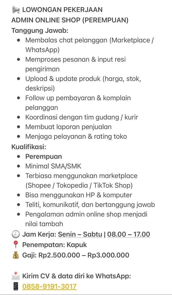 ADMIN ONLINESHOP PEREMPUAN