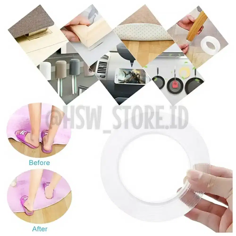 Grip Tape Serbaguna / Strip Pengaman Furniture Double Tape Bening