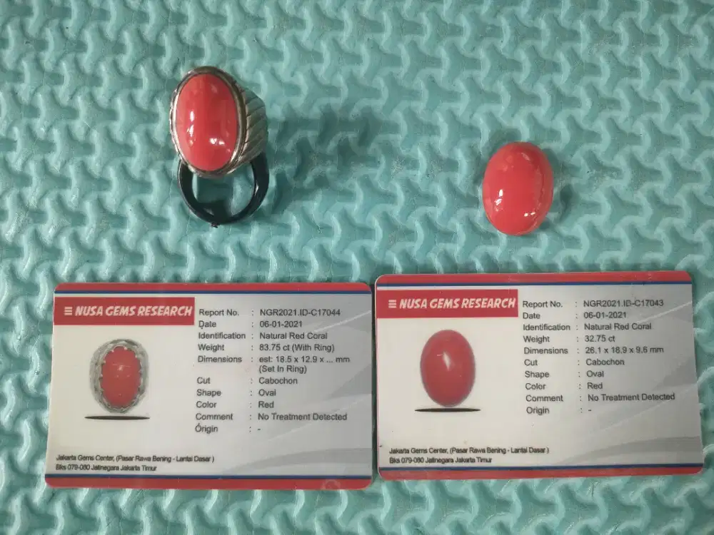 Batu red coral sertifkat