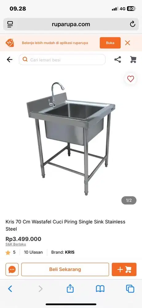 Sink kitchen krischef uk 70 cm