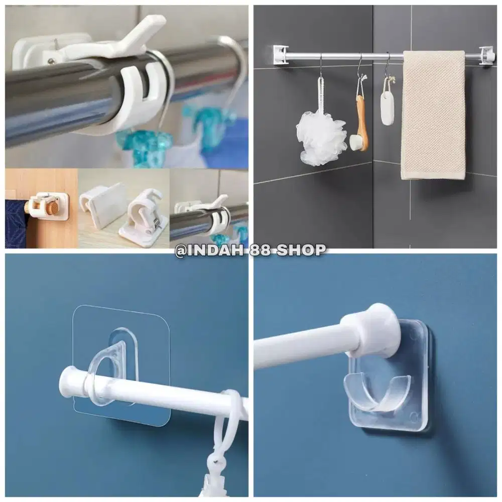 BRACKET TIANG FLEXIBLE / BRACKET KLIP HOOK TEMPEL GANTUNGAN TANPA BOR