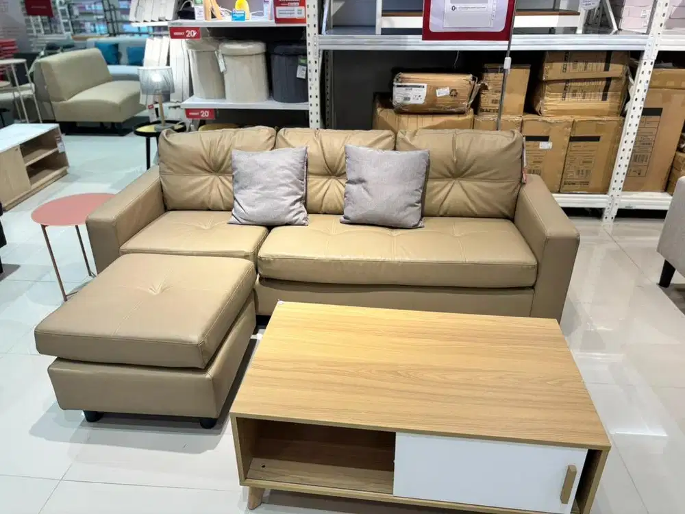 JUAL SET SOFA LETTER L BAHAN KULIT SINTETIS