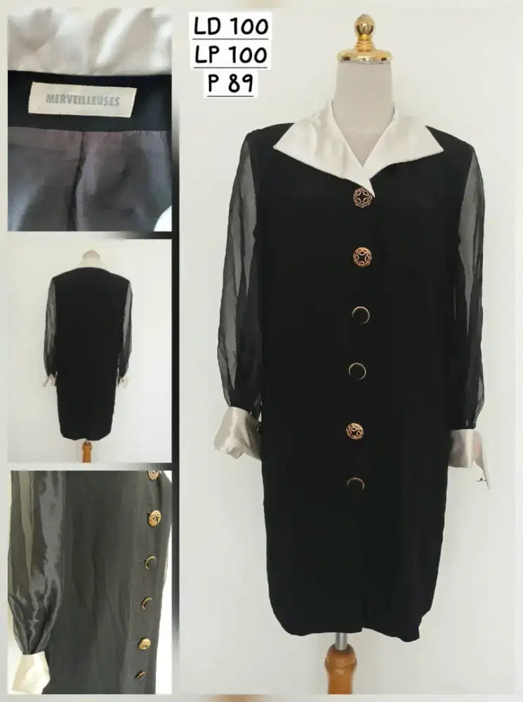 Baju terusan dress tunik Merveilleuses size XL, preloved