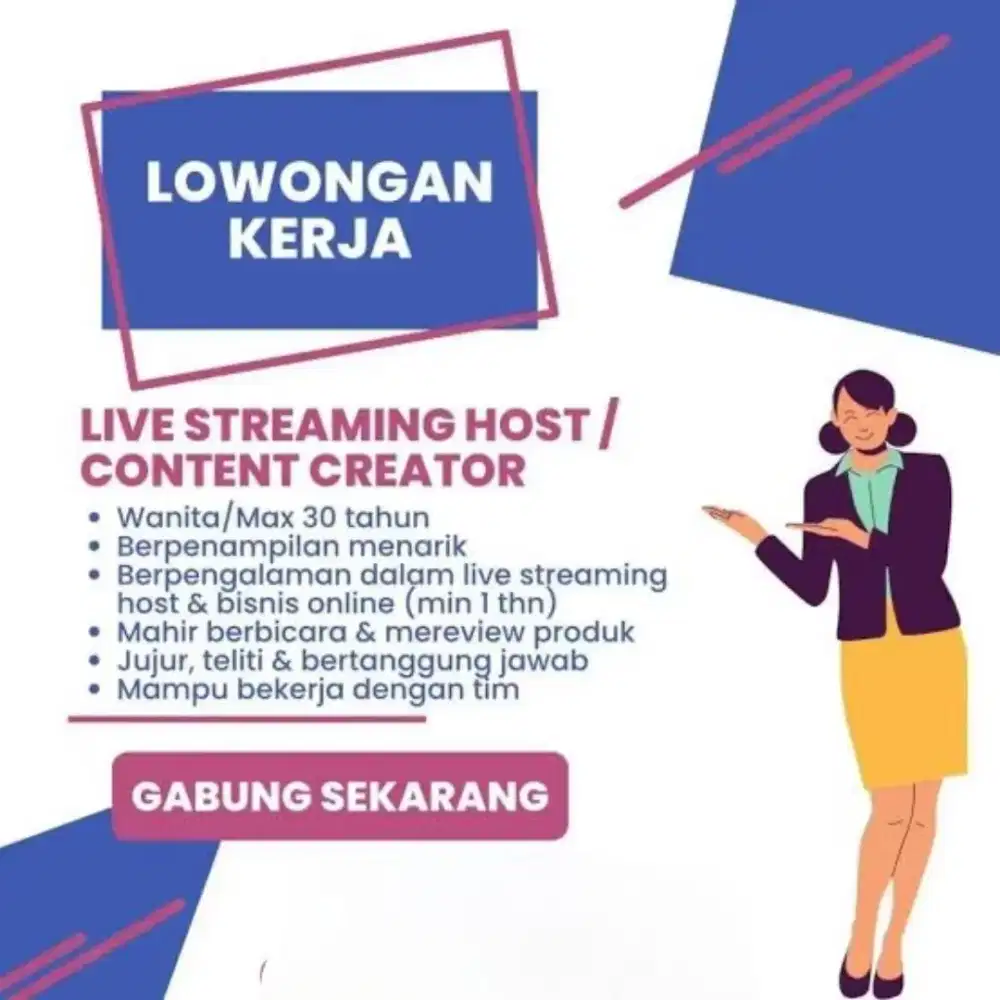 Loker host live & konten kreator