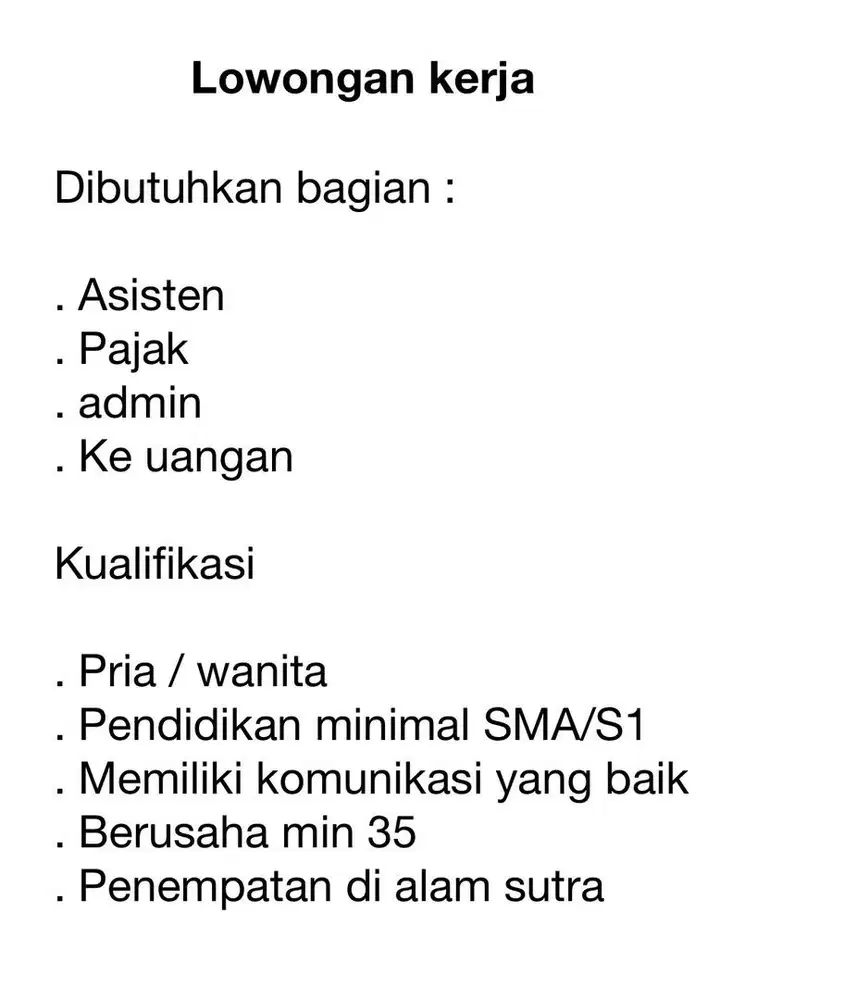Lowongan kerja di Alam sutra