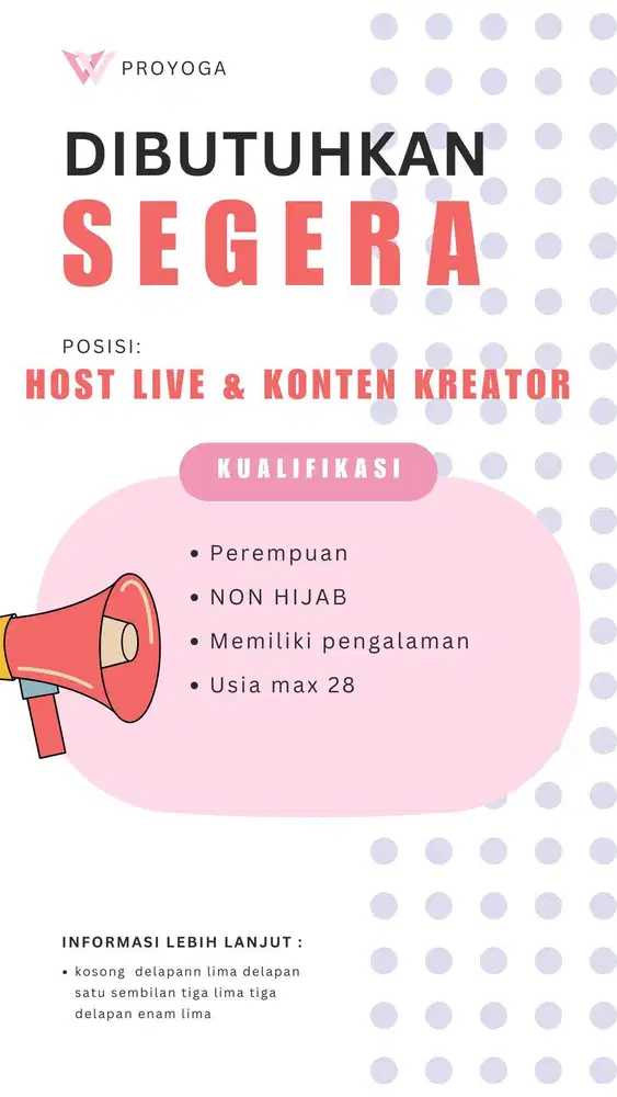 loker host live dan konten kreator