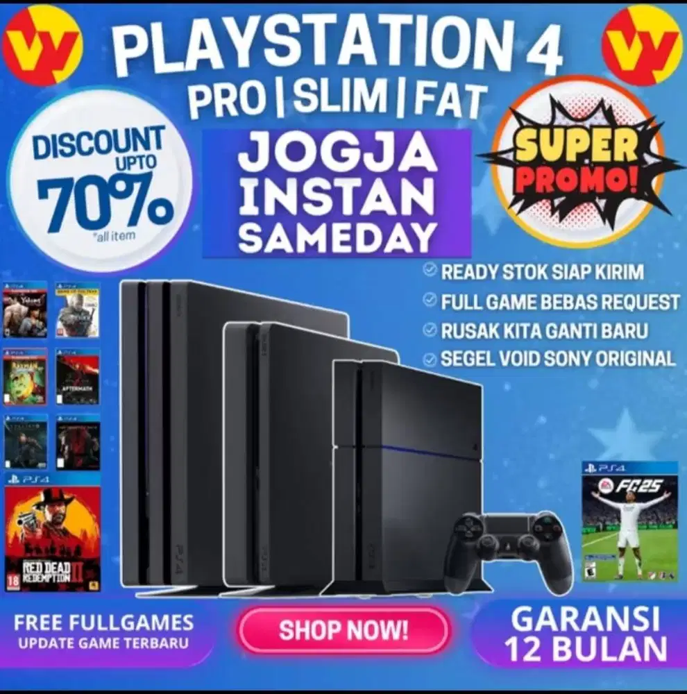 PS4 PRO SLIM FAT  Original/FW 12.52 Bonus Games di Wijaya Games Jogja