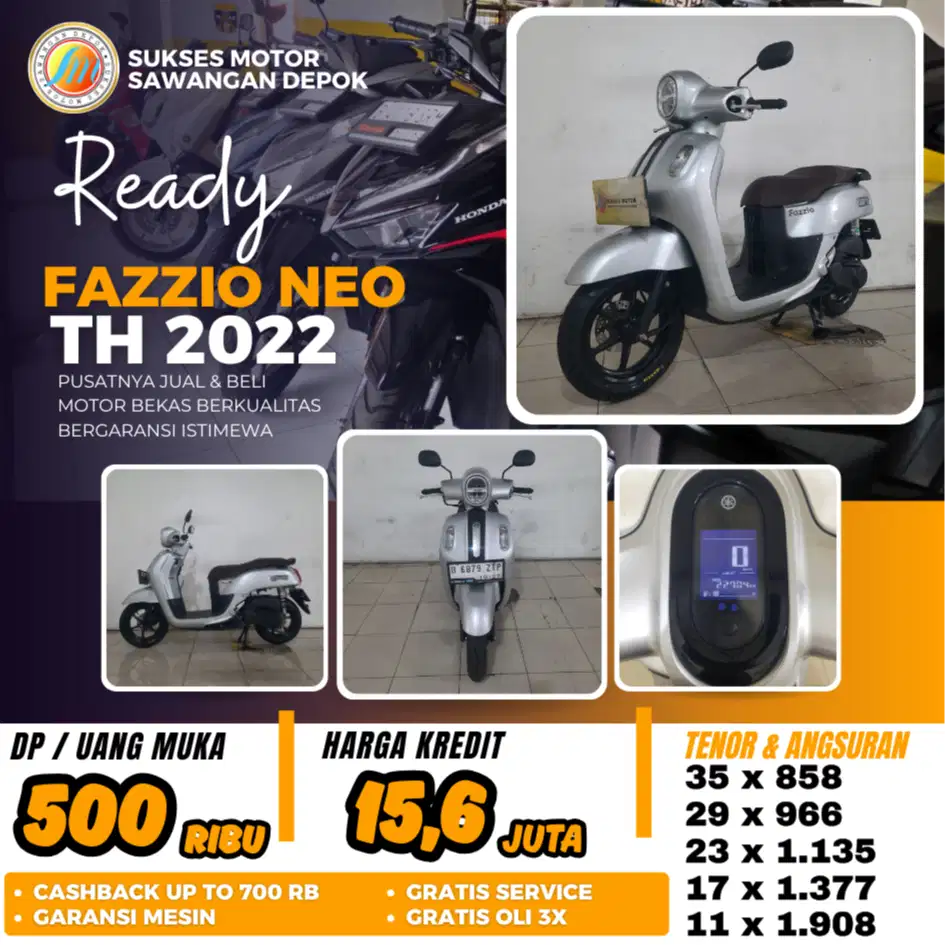 DP 500 BERGARANSI YAMAHA FAZZIO NEO TH 2022 UNIT MULUS BISA KREDIT