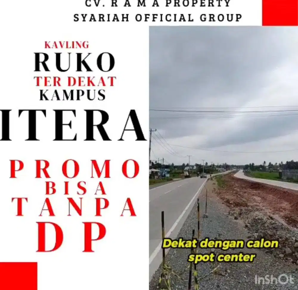 KAVLING RUKO KAMPUS ITERA BISA TANPA DP