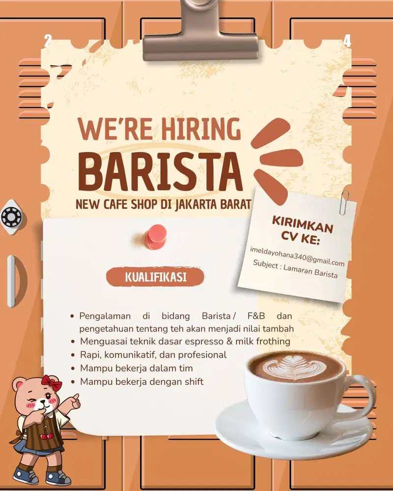 Lowongan Kerja Barista dan Kitchen (Bagian Helper)
