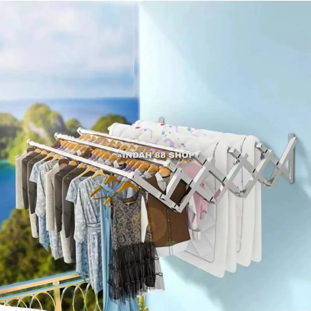 Jemuran Dinding Lipat Stainless / Jemuran Pakaian / Rak Jemuran