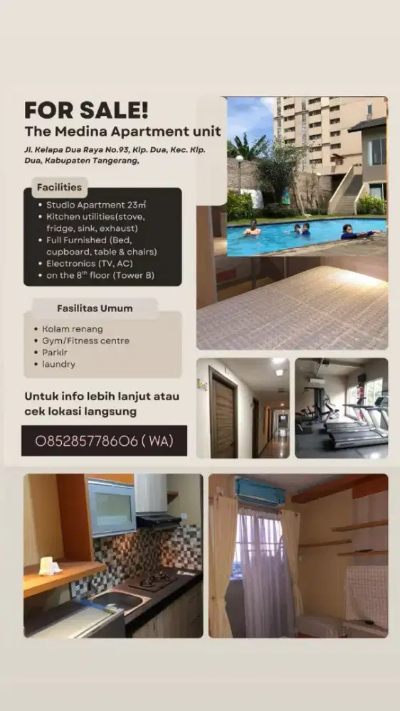 Dijual Unit Apartement Hunian Praktis The Medina Apartment Karawaci