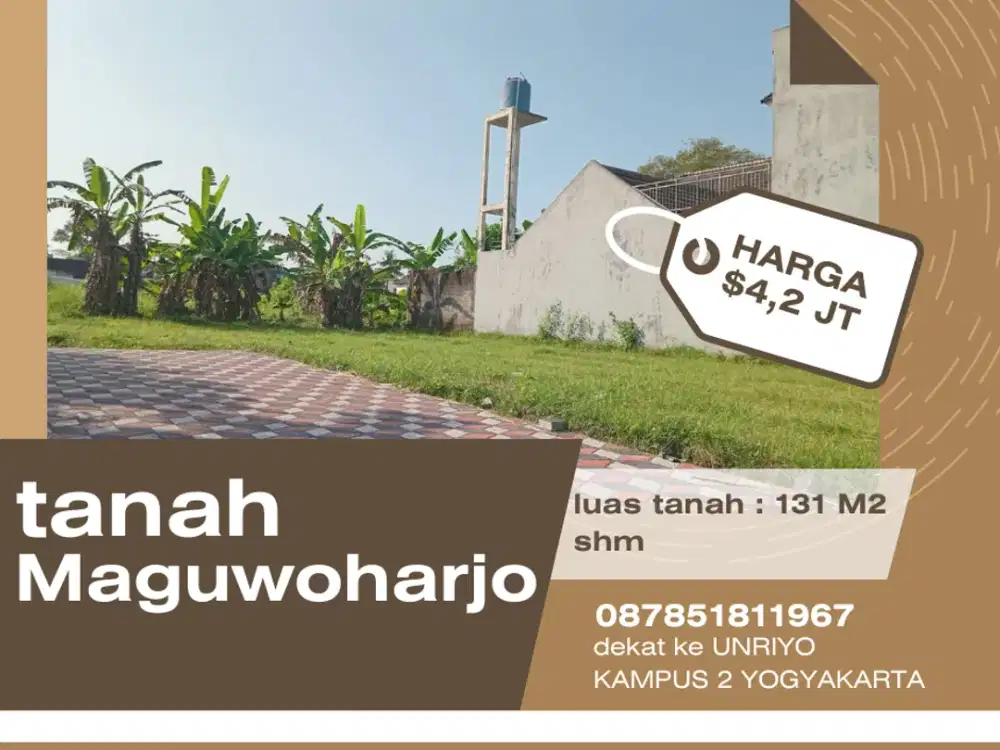 Tanah Maguwoharjo 3 menit dari  UNRIYO kampus 2