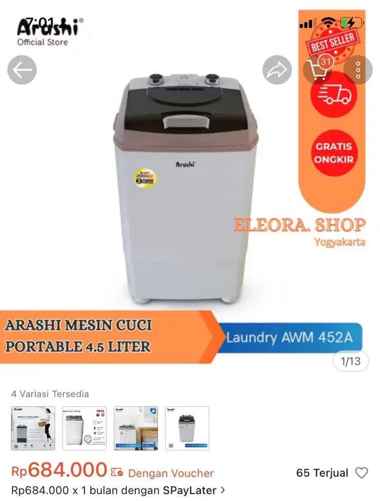 Jual Mesin Cuci bekas anak kost