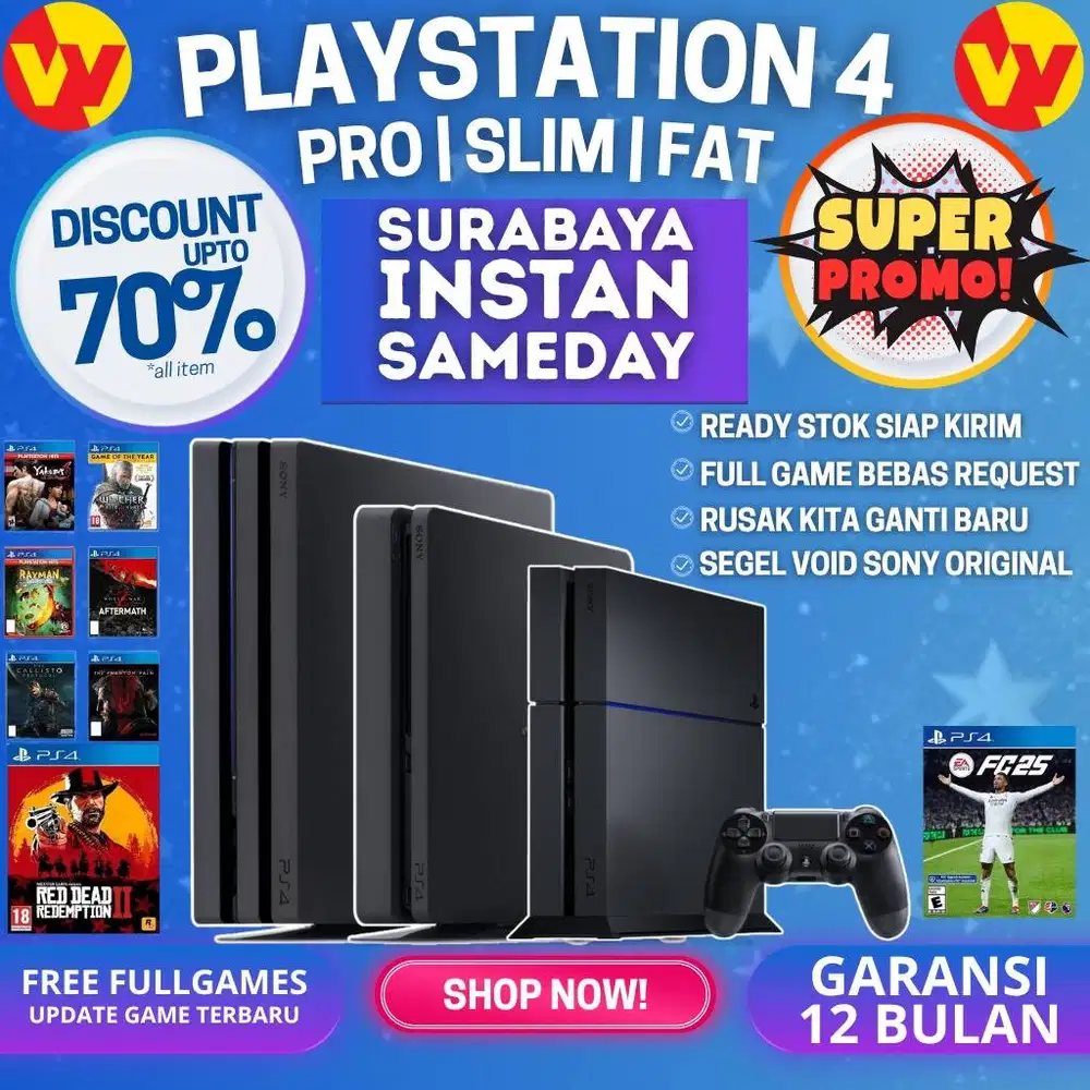 PS4 PRO SLIM FAT  Ori/FW 12.52 Bonus Games diWijaya Games Surabaya