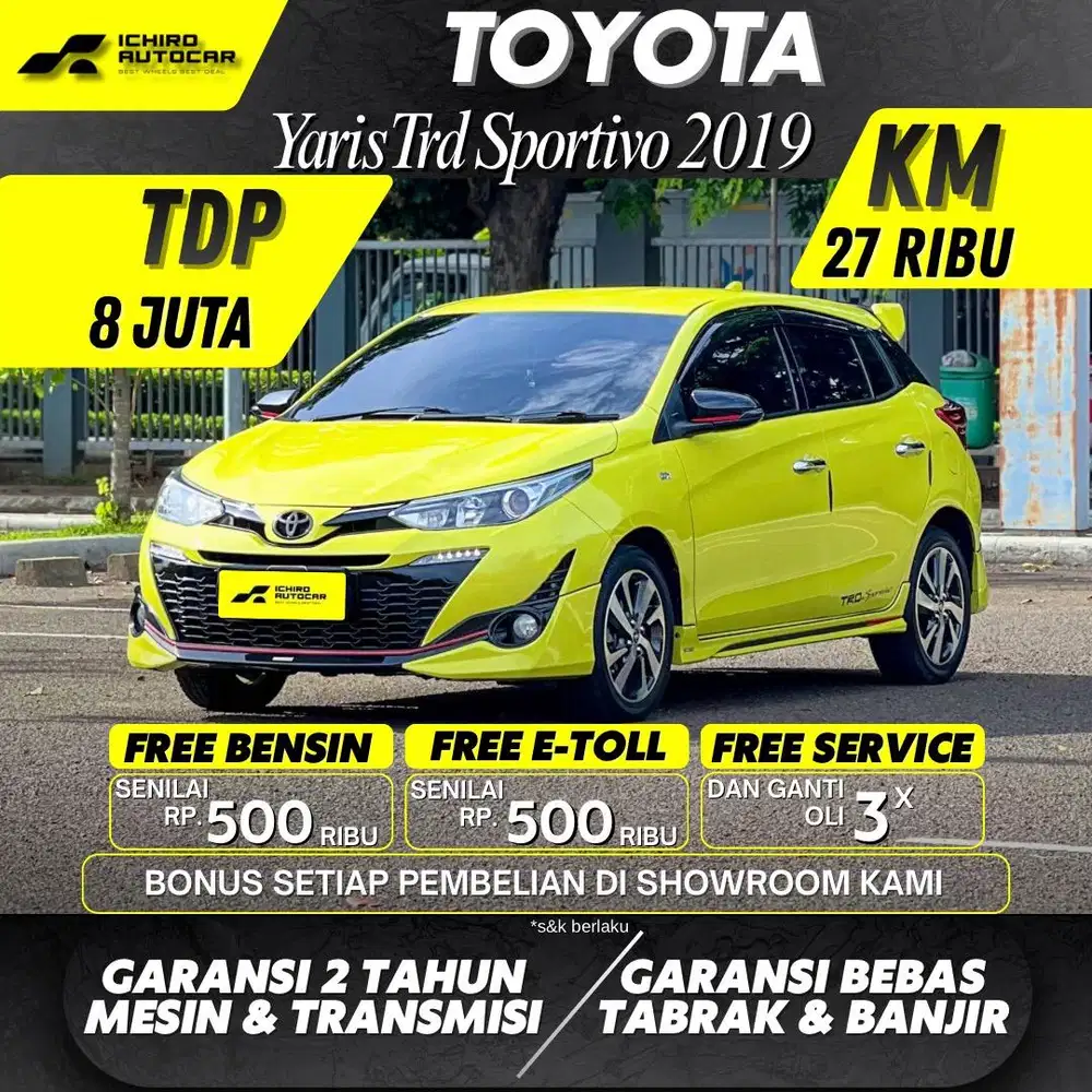 Toyota Yaris TRD 7 Airbag 2019 pajak 10.26 KM 25Rb. Plat Ganjil