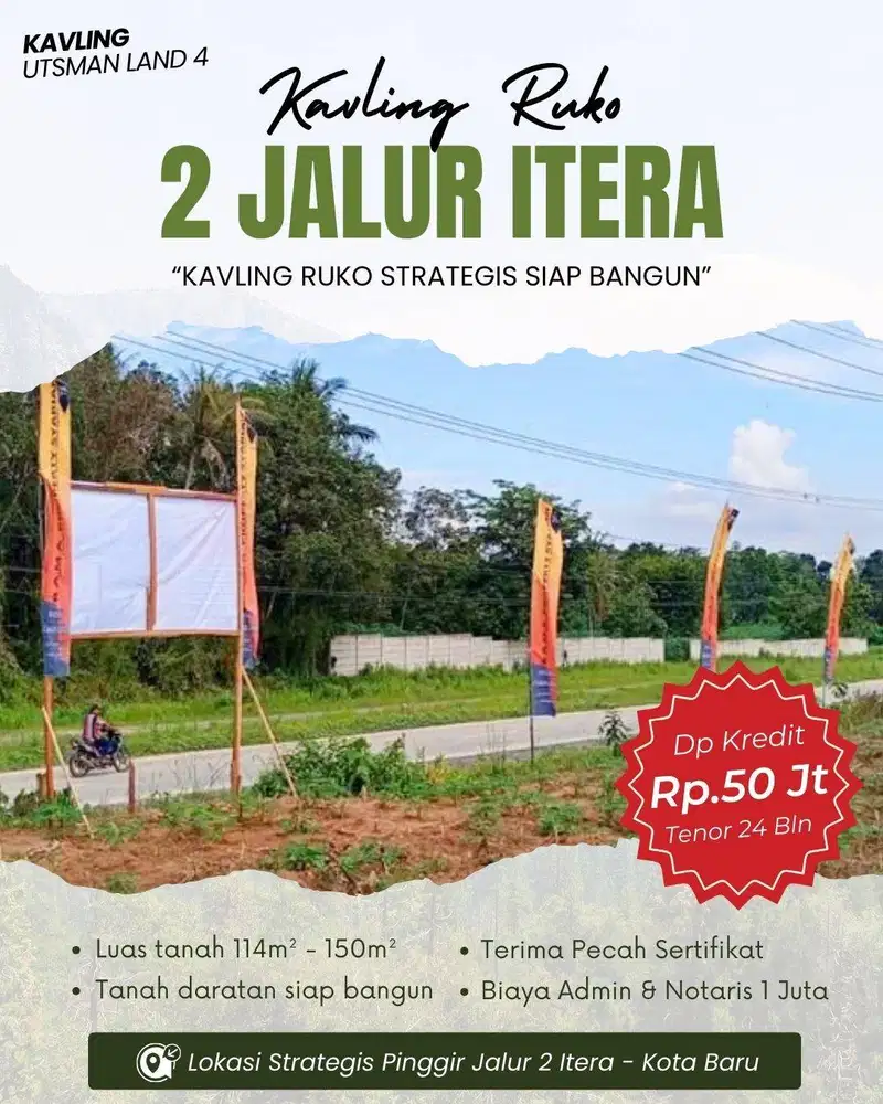 KAVLING RUKO ITERA DIPINGGIR JALUR DUA KORPRI