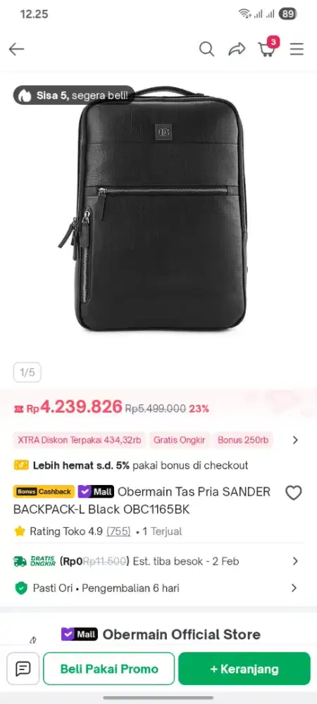 Tas Obermain Sander Baru