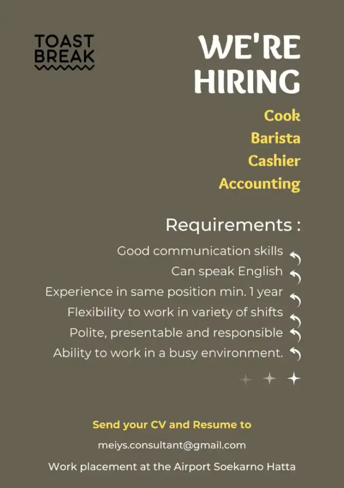 LOWONGAN KERJA TOAST BREAK