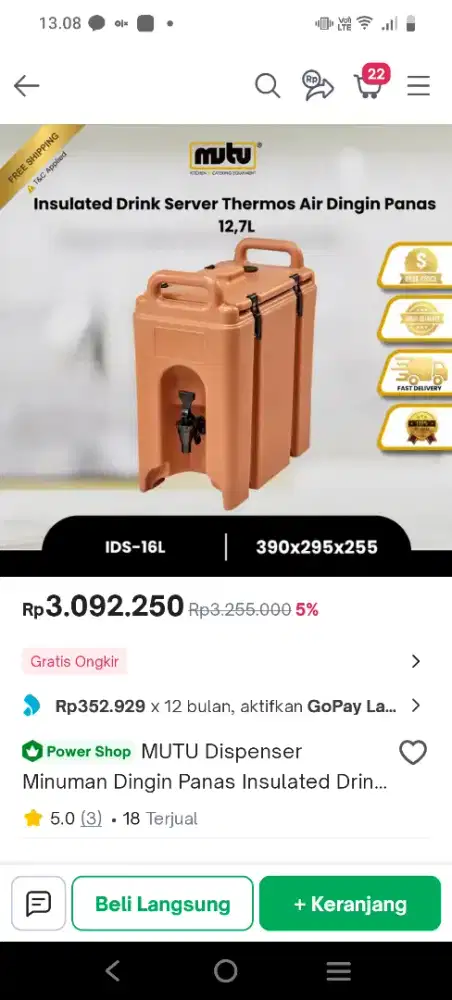 Combro dispenser minuman dingin Dan panas insulated drink