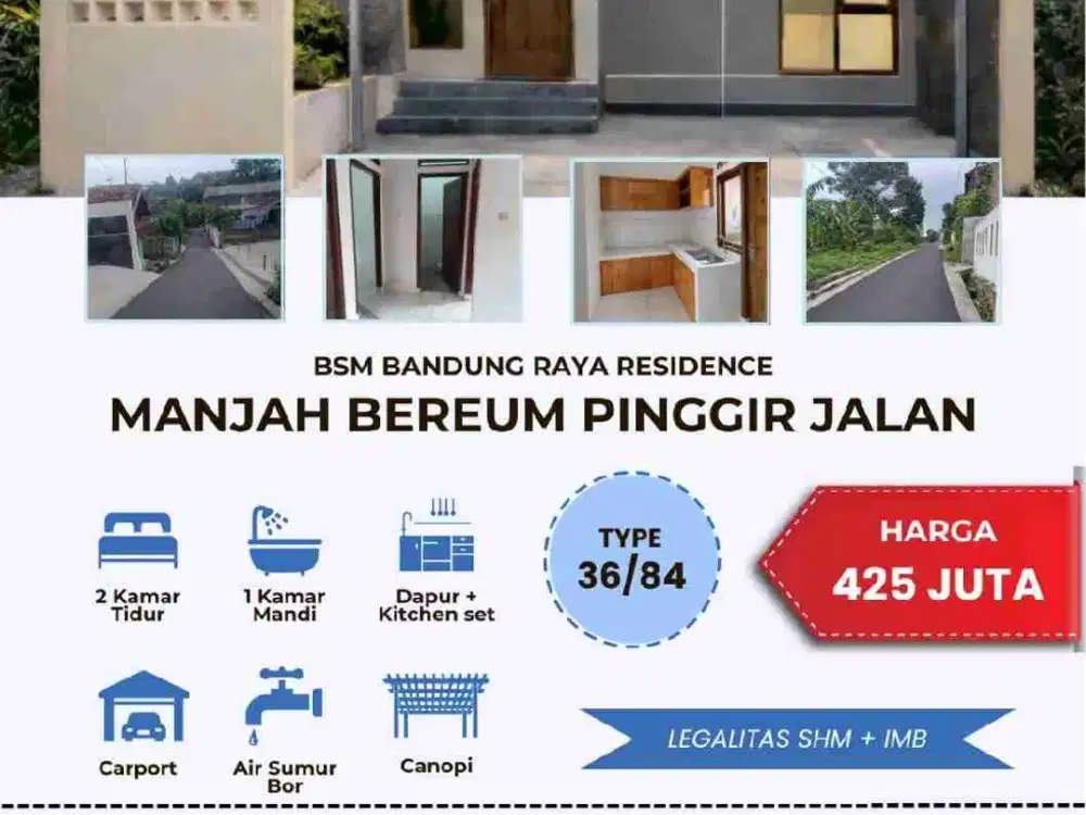 Rumah Pinggir Jalan Dekat Tol Cileunyi Free Canopy Dan Kitchen Set