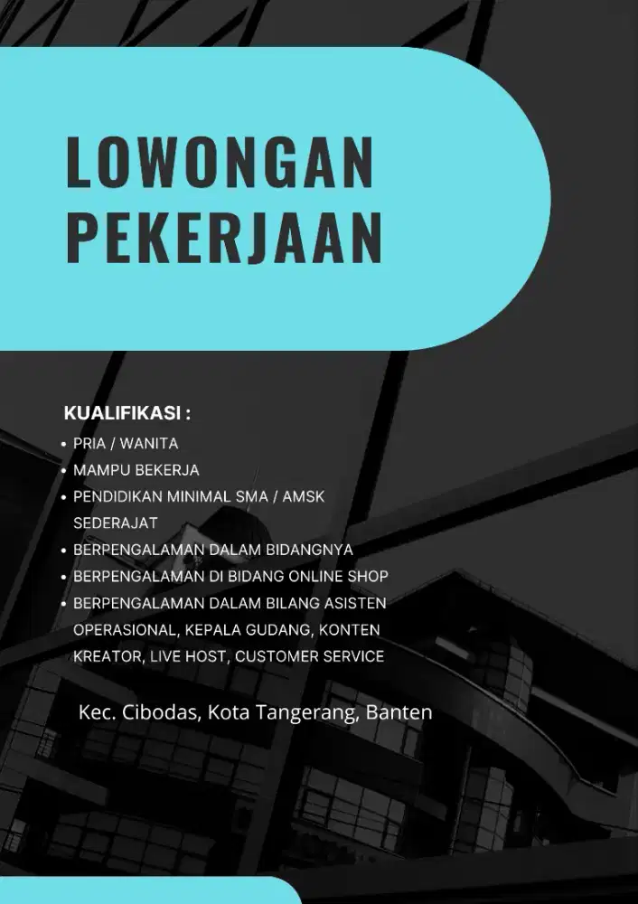 DI CARI KARYAWAN/KARYAWATI SEGERA