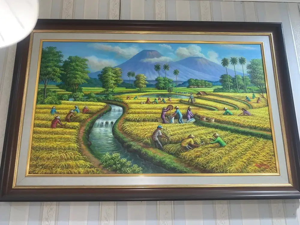 Dijual Lukisan nuansa sawah beserta pigura nya