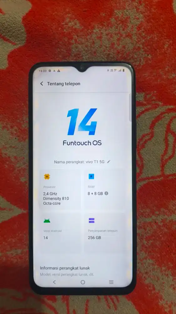 vivo t1 5g ram 8+8(256)