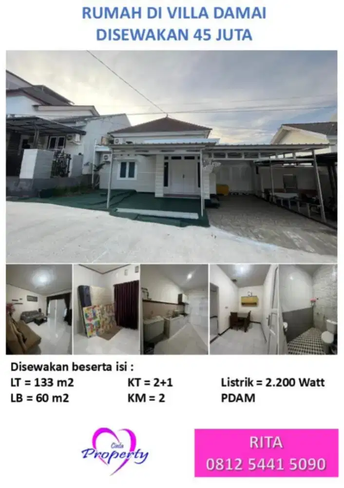 DISEWAKAN RUMAH DI VILLA DAMAI