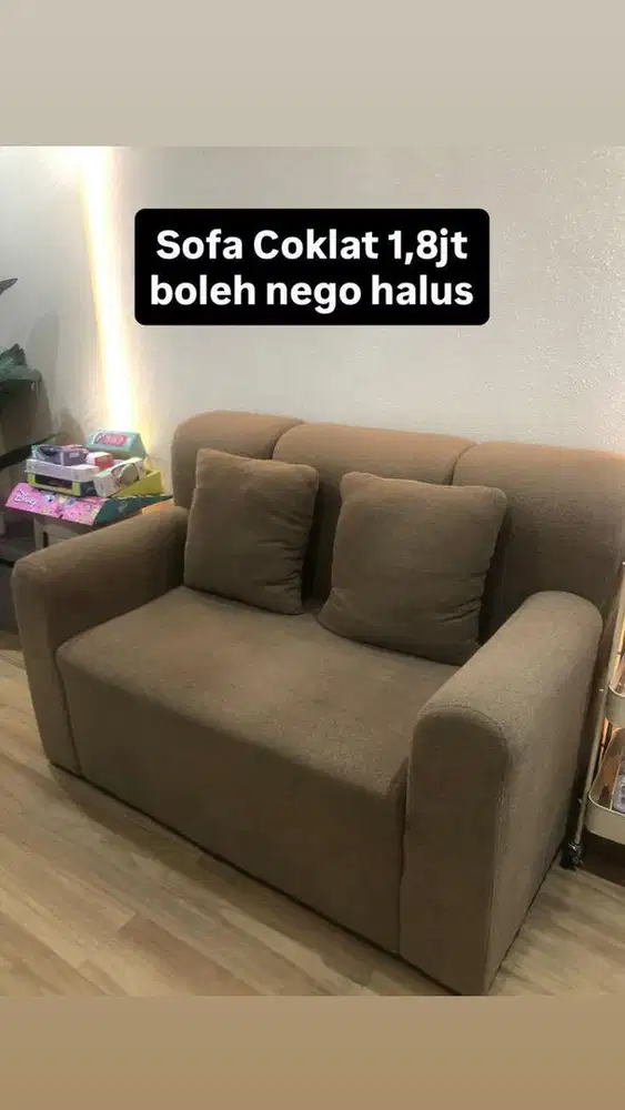 SOFA COKLAT bahan kain suede / microfiber