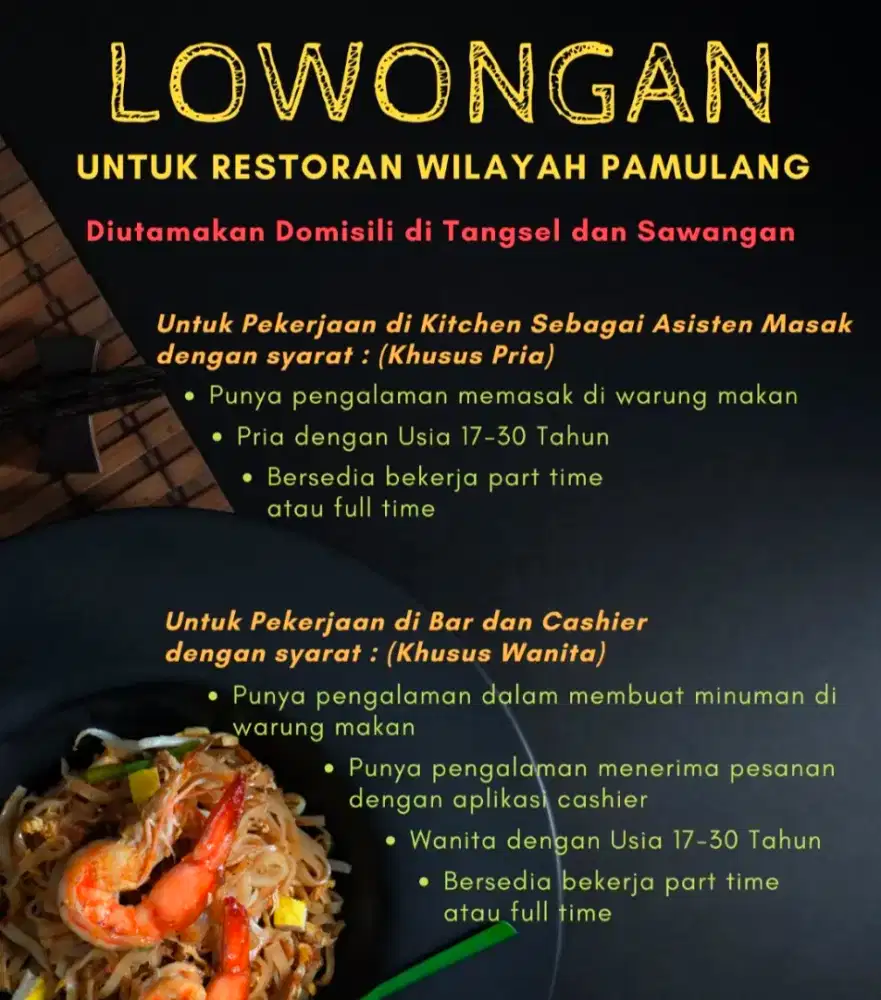 Lowongan Kerja Resto Pamulang