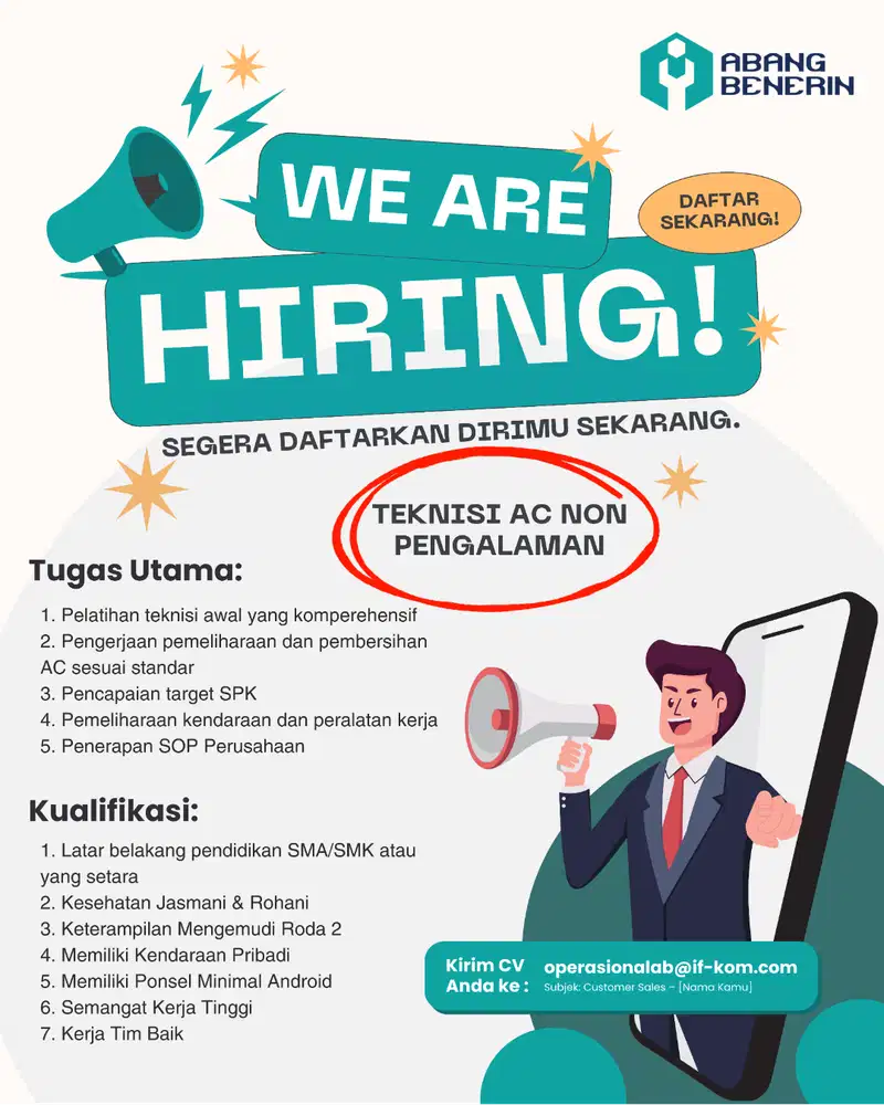 Teknisi AC Non Pengalaman