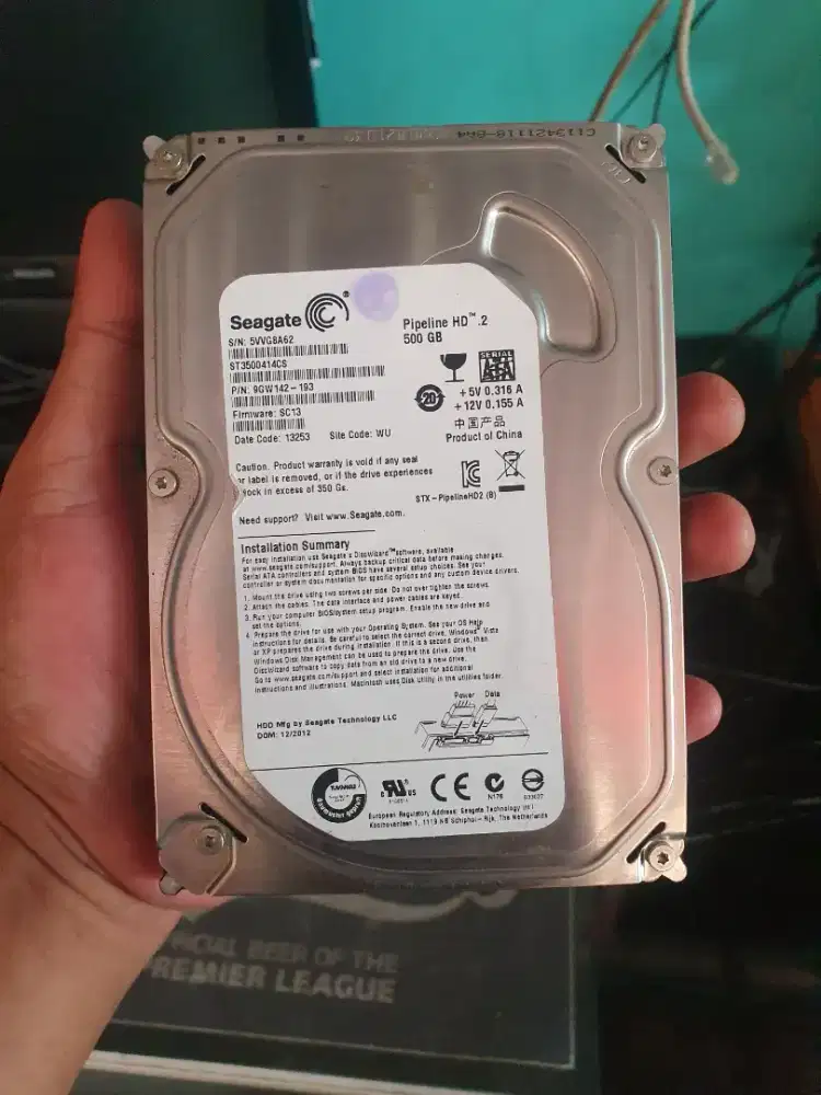Hardisk 500gb PC CCTV Seagate Pipeline 100/100%