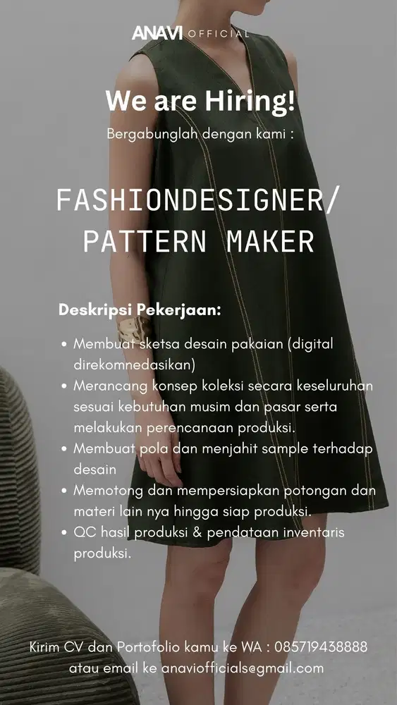 We are hiring! Fashion Designer/Pattern Maker