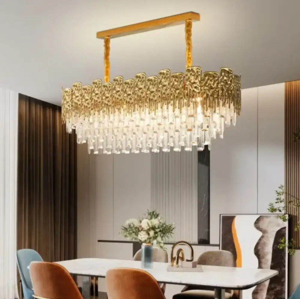 Lampu Gantung Kristal E14 Chandelier Mewah 3warna