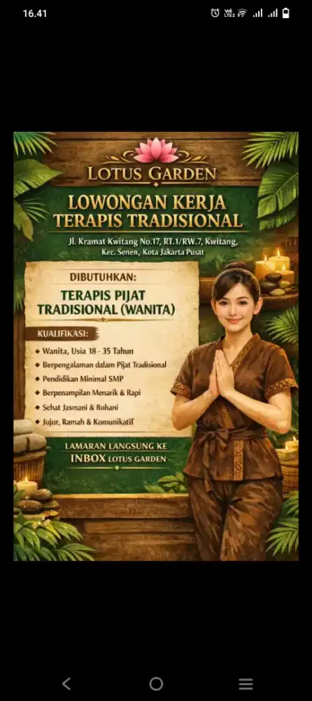 YG MAU JADI TERAPIS DI SPA BISA PP ATAU STAY KALAU MINAT LANGSUNG inbo