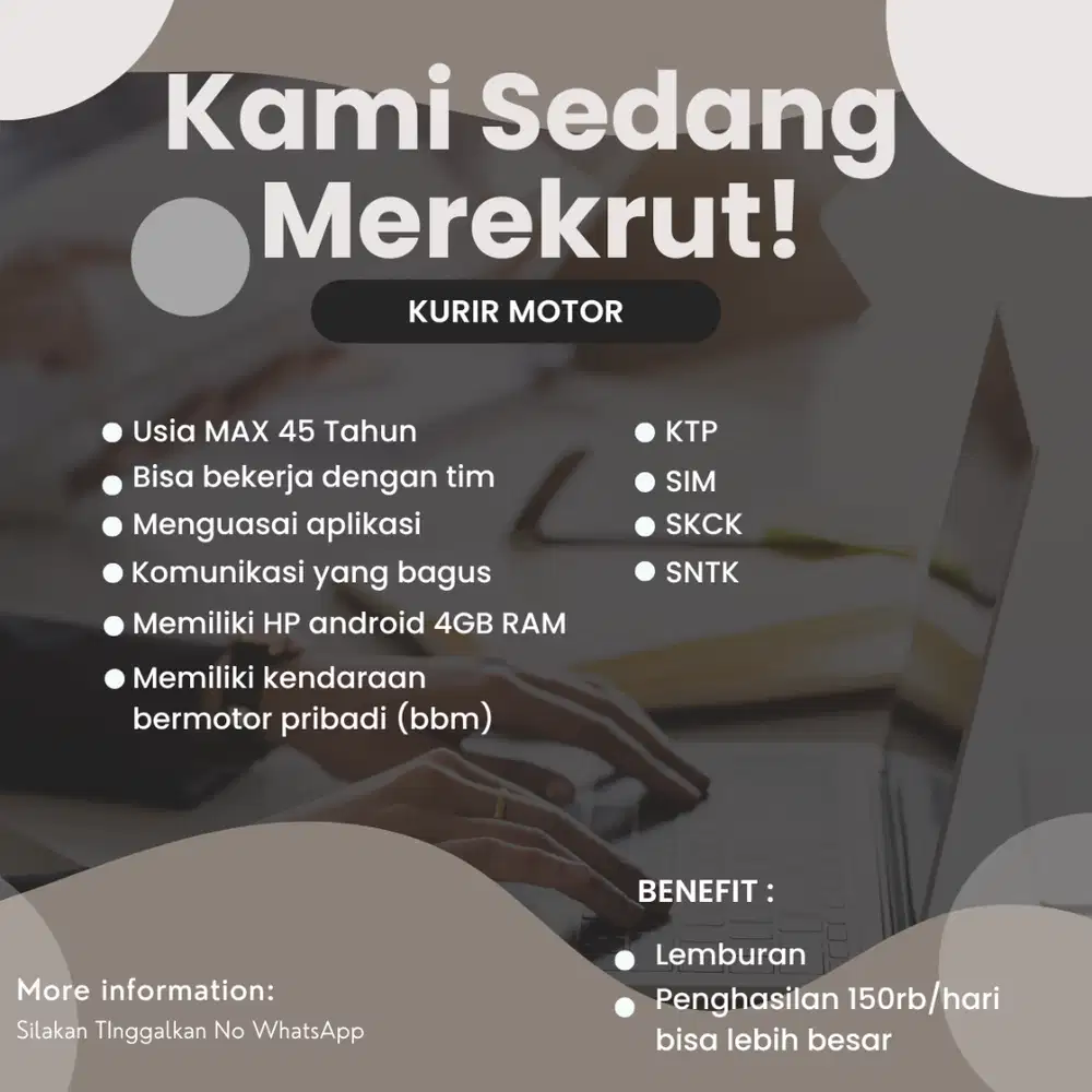 Lowongan Kerja/Kurir Motor/Pengantar Makanan/Chinese Food Delivery