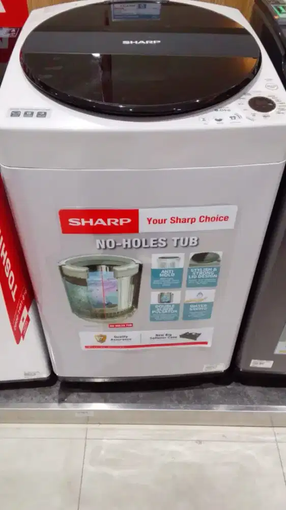 Sharp WM Top Loading 9 KG light Grey