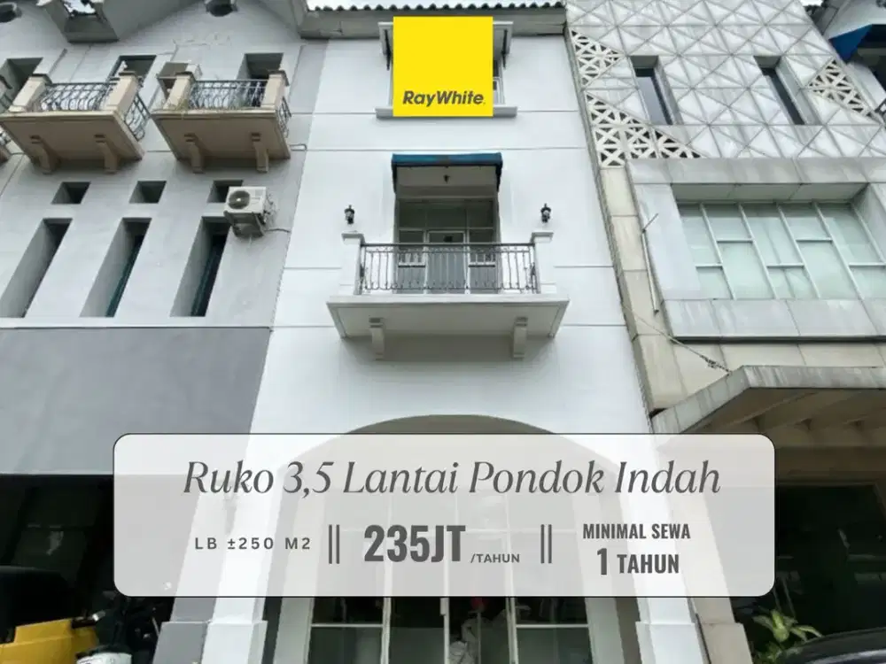 Disewakan Ruko Strategis 3,5 Lantai Depan di Plaza 3 Pondok Indah! Cocok untuk kantor atau tempat usaha!