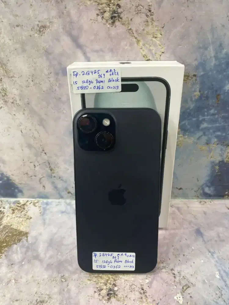 Iphone 15 128Gb Black (Resmi, Garansi sd Maret 2026) Cc 211 Bh 96%