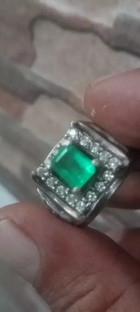 Zamrud emerald beryl columbia ring perak