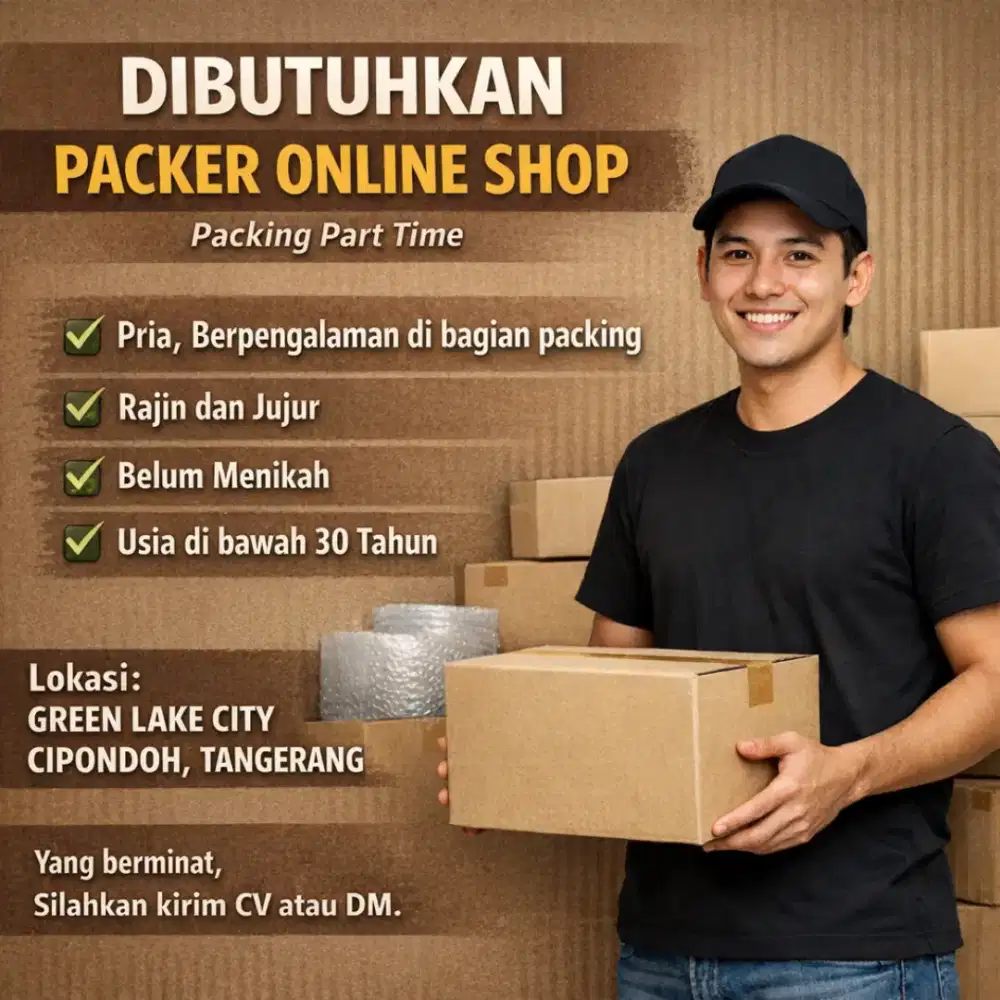 Dicari karyawan Packing & Admin online shop
